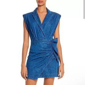 7 for all mankind denim ruffle mini dress